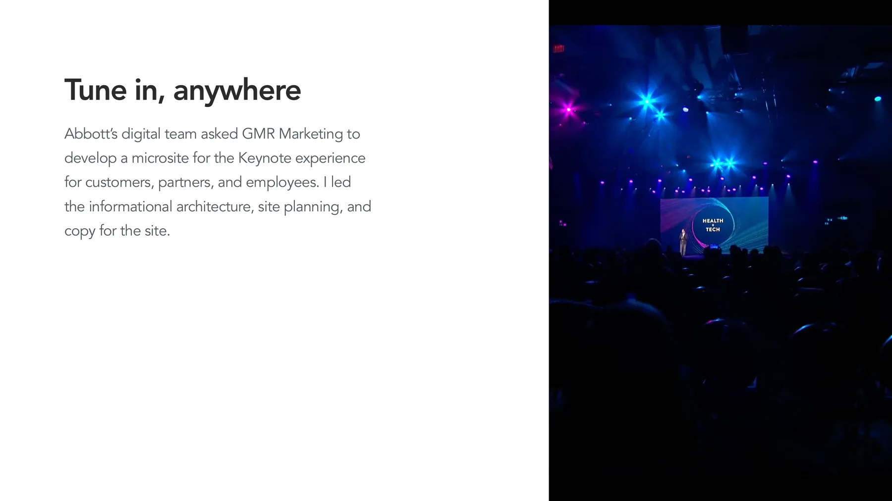 Abbott Tune in anywhere microsite planning slide
