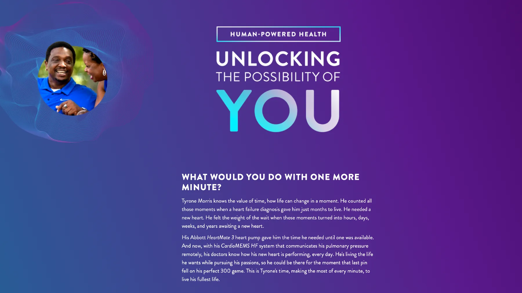Abbott microsite hero page for Unlocking the Possibility of You