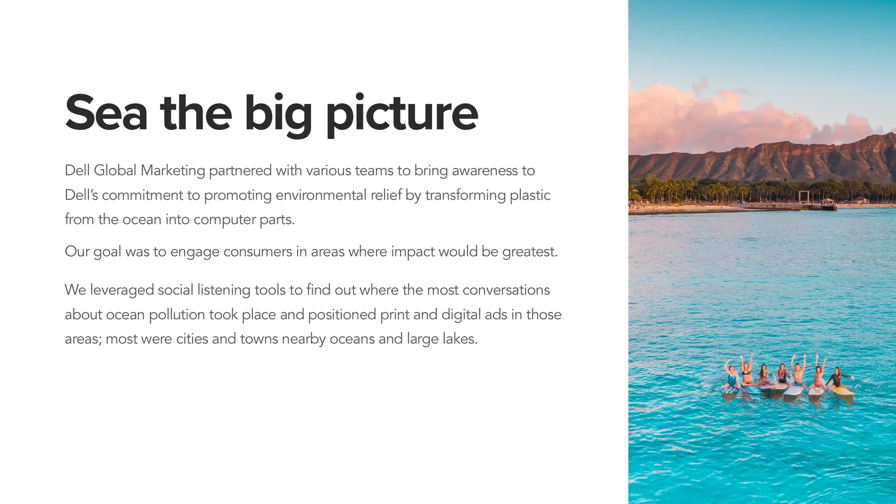 Dell Sea the big picture slide explaining ocean plastic transformed into computer parts