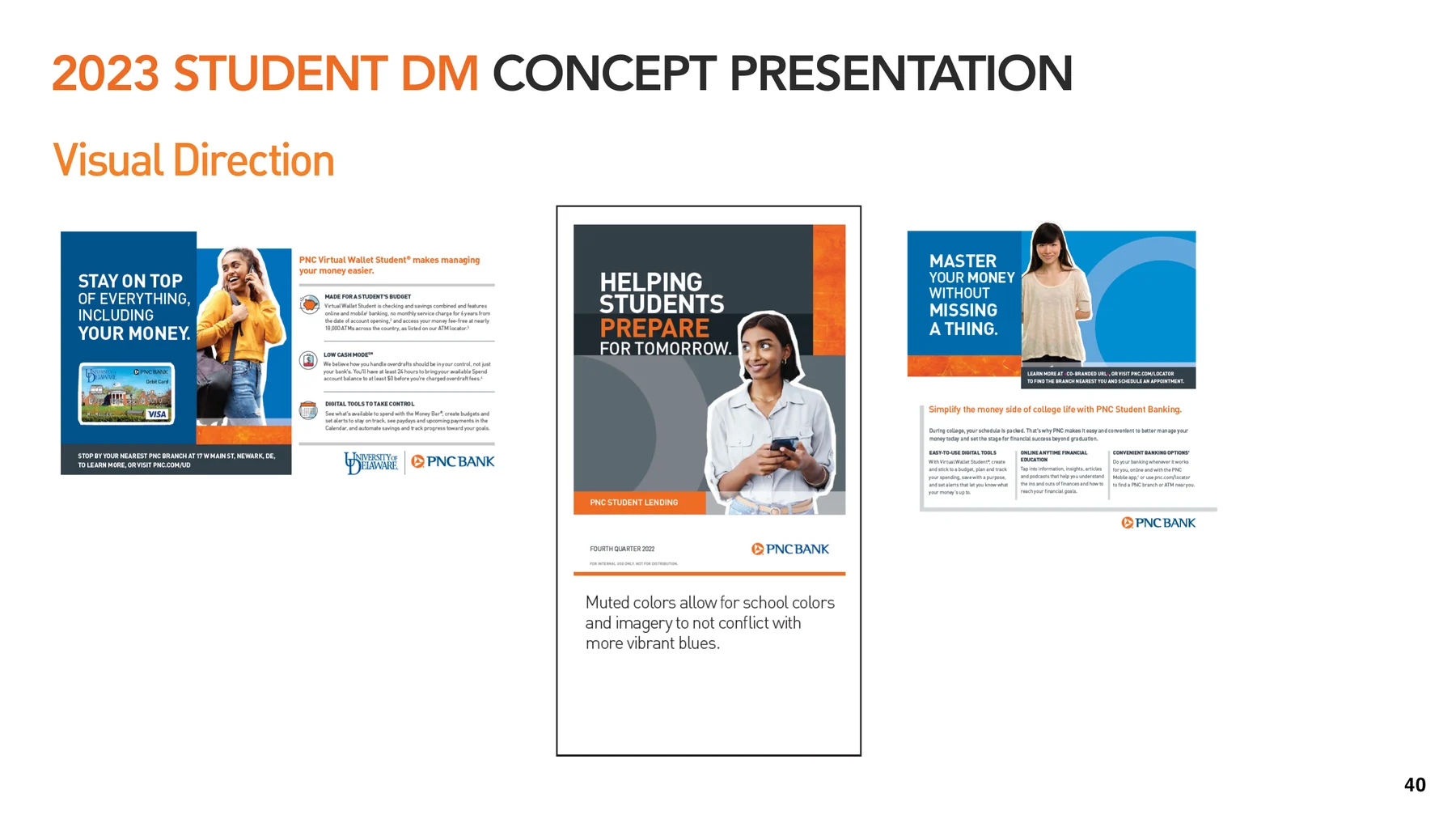 PNC Bank student direct mail visual direction slide