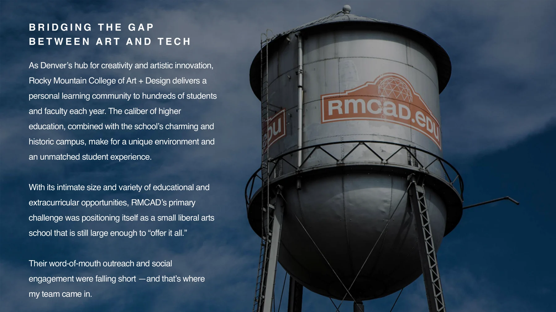 RMCAD bridging the gap between art and tech positioning slide