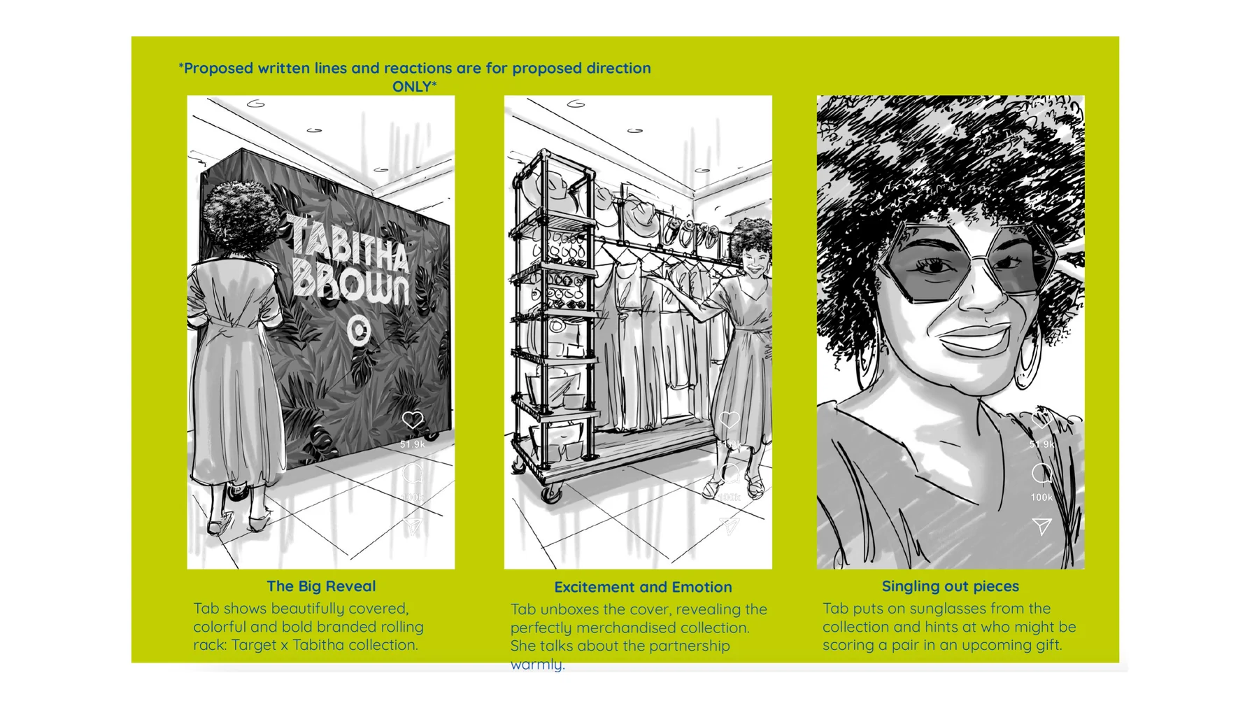 Target Tabitha Brown storyboard concepts for signage and event moments